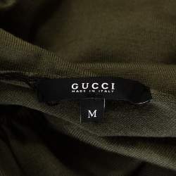 Gucci Olive Green Wool Knit Bamboo Horsebit Detail Top M
