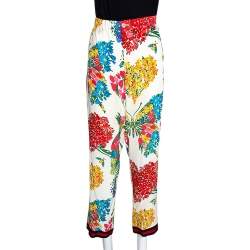 Gucci Multicolor Corsage Printed Silk Pajama Pants M