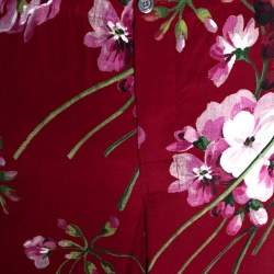Gucci Red Floral Printed Silk Pajama Pants M