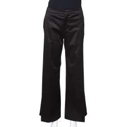 Gucci Black Cotton High Waisted Pleated Front Trousers S
