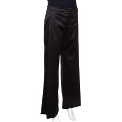 Gucci Black Cotton High Waisted Pleated Front Trousers S