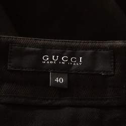 Gucci Black Cotton High Waisted Pleated Front Trousers S