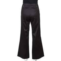 Gucci Black Cotton High Waisted Pleated Front Trousers S