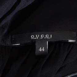 Pre Owned فستان غوتشي ماكسي حافة قطيفة حرير طباعة اريس أسود M