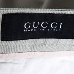 Pre Owned Gucci Beige Cotton Web Detail College Fit Trousers L