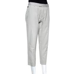 Pre Owned Gucci Beige Cotton Web Detail College Fit Trousers L