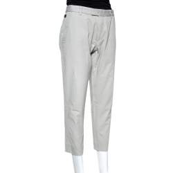 Gucci Beige Cotton Web Detail College Fit Trousers L