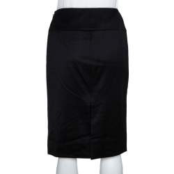 Gucci Black Stretch Wool Studded Belt Detail Fitted Skirt S