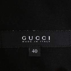 Gucci Black Stretch Wool Studded Belt Detail Fitted Skirt S