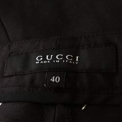 Pre Owned Gucci Black Floral Print Silk Tapered Pants S