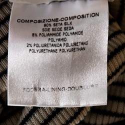 Gucci Cream & Navy Striped Silk Knit Polo Top M 