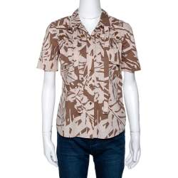 Gucci Brown Printed Cotton Short Sleeve Safari Shirt S