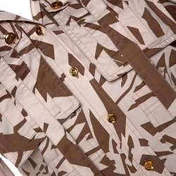 Gucci Brown Printed Cotton Short Sleeve Safari Shirt S