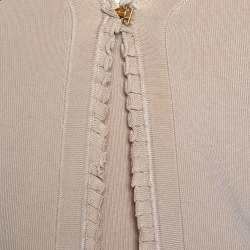 Pre Owned Gucci Ecru Knit Ruffle Trim Sleeveless Top & Cardigan Set S