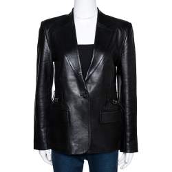 Gucci Black Leather One Buttoned Blazer S