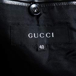 Gucci Black Leather One Buttoned Blazer S