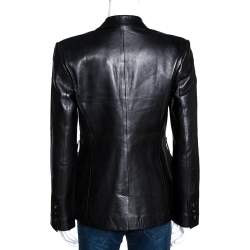 Gucci Black Leather One Buttoned Blazer S
