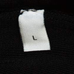 مملوكة مسبقًا Gucci Black Jersey Leather Strap Detail V-Neck Top L