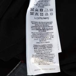 مملوكة مسبقًا Gucci Black Jersey Leather Strap Detail V-Neck Top L