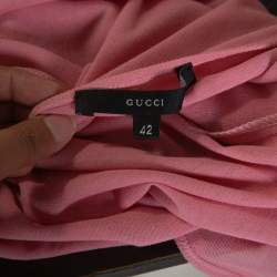 Gucci Pink Cotton Knit Bow Detail Sleeveless Top M
