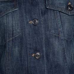 Pre Owned Gucci Dark Blue Denim Elasticized Waist Cropped Jacket S