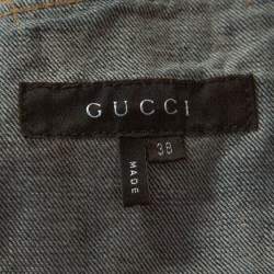Pre Owned Gucci Dark Blue Denim Elasticized Waist Cropped Jacket S