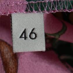 Pre Owned Gucci Pink Snake Flora Print Silk Straight Leg Trousers L