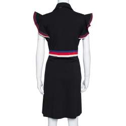 مملوكة مسبقًا فستان غوتشي مكشكش حافة ويب سيلفي جيرسيه سترتش أسود XL