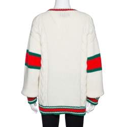 Pre Owned Gucci Off White Wool Knit Letter 'M' DIY Unisex Sweater M