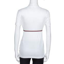 Gucci White Modal Web Trim Gathered Top M