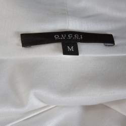 Gucci White Modal Web Trim Gathered Top M
