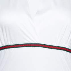 Gucci White Modal Web Trim Gathered Top M