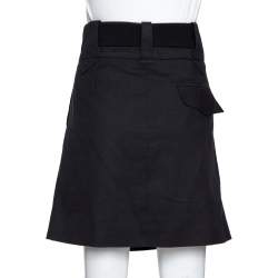 Pre Owned Gucci Black Mohair Wool Blend Tie Front A-Line Skirt M