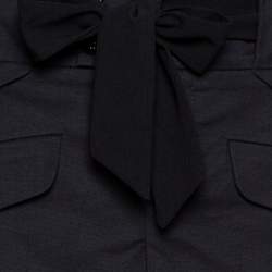 Pre Owned Gucci Black Mohair Wool Blend Tie Front A-Line Skirt M