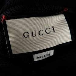 Pre Owned Gucci Black Logo Print Cotton Star Sequin Embellished Sweatshirt M