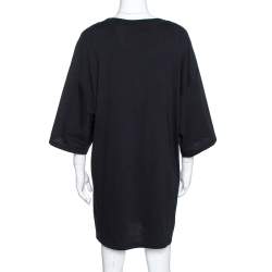 Pre Owned Gucci Black Cotton Logo Print Oversized T Shirt Dress S