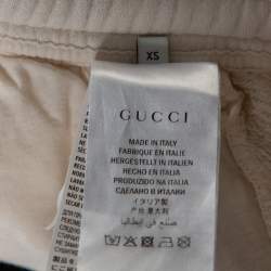 Pre Owned Gucci Ecru Cotton Jersey Logo Print Joggers XS