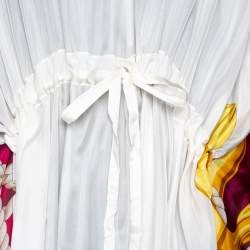 Pre Owned Gucci Cream Sheer Silk Equestrian Print Kaftan Dress ( One Size )