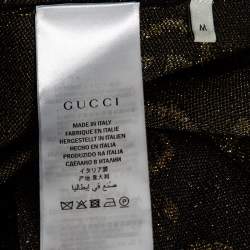 Pre Owned Gucci Black & Gold Lamé GG Supreme Cardigan M