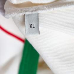 مملوكة مسبقًا Gucci Cream Knit Sequin Logo Applique Fitted T Shirt XL