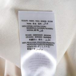 مملوكة مسبقًا Gucci Cream Knit Sequin Logo Applique Fitted T Shirt XL