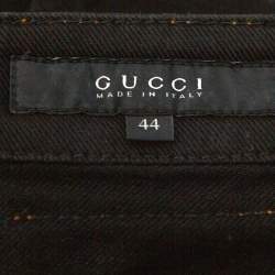 Pre Owned Gucci Black Denim Lace Up Detail Slim Fit Jeans M