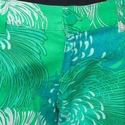 Pre Owned Gucci Green Floral Print Cotton Holiday Jeans M