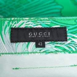 Pre Owned Gucci Green Floral Print Cotton Holiday Jeans M