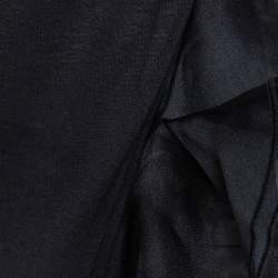 Pre Owned Gucci Black Jersey and Silk Ruffled Sleeve Top M