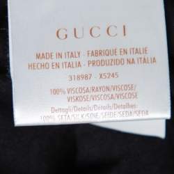 Pre Owned Gucci Black Jersey and Silk Ruffled Sleeve Top M