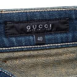Pre Owned Gucci Dark Blue Denim Tapered Jeans S