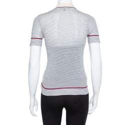 مملوكة مسبقًا تي شيرت غوتشي حرير كريمي مخطط مقاس صغير - سمول