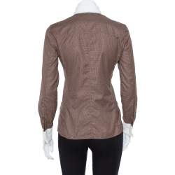 Pre Owned Gucci Brown Cotton Contrast Collar Long Sleeve Shirt S