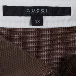 Pre Owned Gucci Brown Cotton Contrast Collar Long Sleeve Shirt S